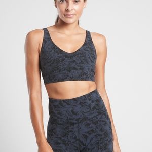 Athleta Solace Textured Bra Frosted Floral Navy